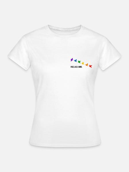 Vrij als een vogel, in regenboogkleuren - Vrouwen T-shirt - wit