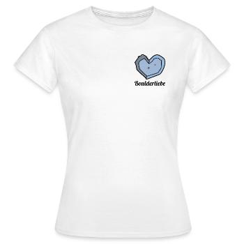 boulderliebe blau text - Frauen T-Shirt - Weiß - Vorne - AI Model Female 172 dark (172cm)