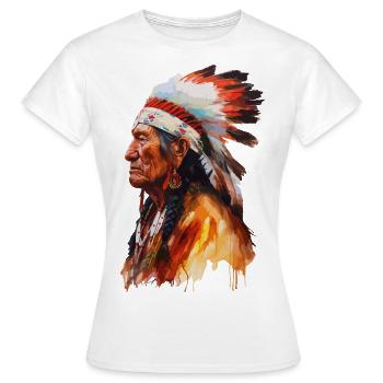 Indianer Häuptling Ureinwohner Stamm Apache Sioux - Frauen T-Shirt - Weiß - Vorne - AI Model Female 172 dark (172cm)