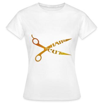 Haarschnitt - Frauen T-Shirt - Weiß - Vorne - AI Model Female 172 dark (172cm)