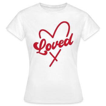 Geliebt - Frauen T-Shirt - Weiß - Vorne - AI Model Female 172 dark (172cm)