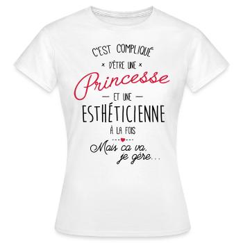 princesse et esthéticienn - T-shirt Femme - blanc - Devant - AI Model Female 172 dark (172cm)