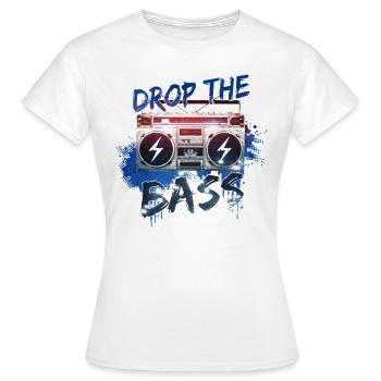 Drop the Bass - 80er Style Retro Oldschool Musik - Frauen T-Shirt - Weiß - Vorne - AI Model Female 172 dark (172cm)
