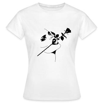 Femme - Rose dans la bouche - T-shirt Femme - blanc - Devant - AI Model Female 172 dark (172cm)