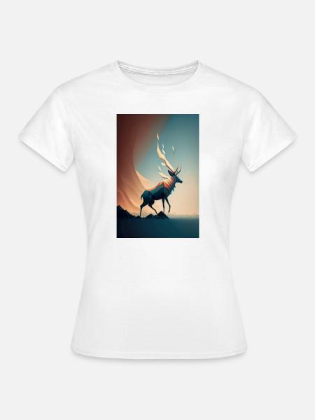 Hirsch mit flammendem Geweih - Frauen T-Shirt - Weiß
