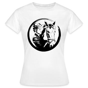 Horse riding equitation - Women's T-Shirt - white - Front - AI Model Female 172 dark (172cm)