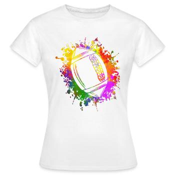 Colourful splashes of rugby football - Women's T-Shirt - white - Front - AI Model Female 172 dark (172cm)
