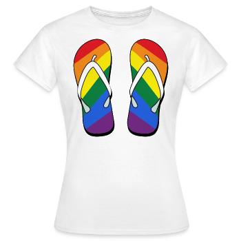 gay flip flop LGBTIQ Gay Pride CSD Summer - Frauen T-Shirt - Weiß - Vorne - AI Model Female 172 dark (172cm)