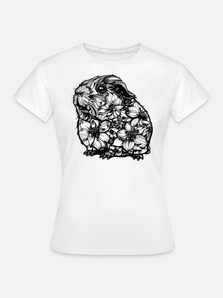 Blumen Meerschweinchen - Frauen T-Shirt - Weiß