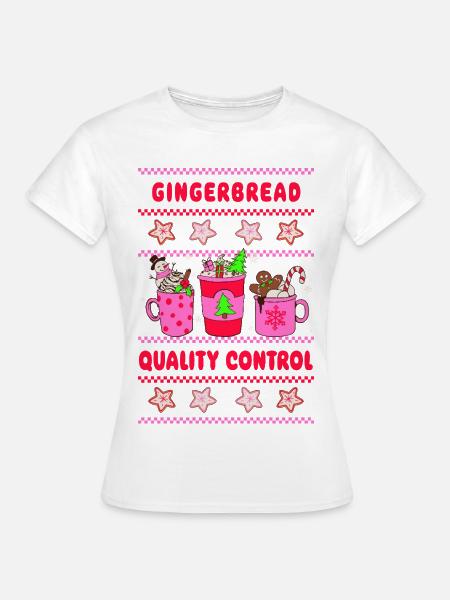Gingerbread Quality Control - neon pink - Frauen T-Shirt - Weiß