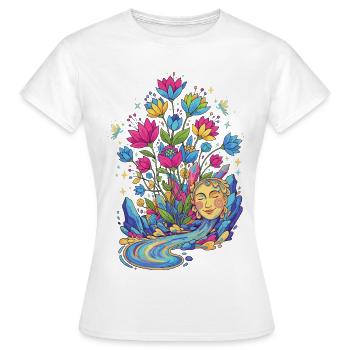 Jungbrunnen Quelle Fluss Traumlandschaft Glück - Frauen T-Shirt - Weiß - Vorne - AI Model Female 172 dark (172cm)