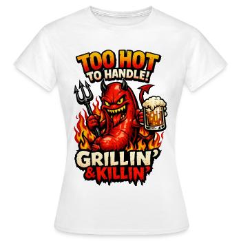 Satanische Grillwurst – Lustiges BBQ Horror Comic  - Frauen T-Shirt - Weiß - Vorne - AI Model Female 172 dark (172cm)