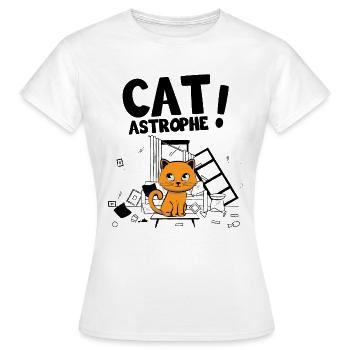 Cat Astrophe ! - Jeu de Mots Chatons Mignons - T-shirt Femme - blanc - Devant - AI Model Female 172 dark (172cm)