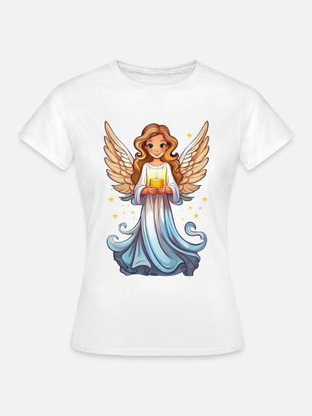 Engel mit Kerze zu Weihnachten - Frauen T-Shirt - Weiß