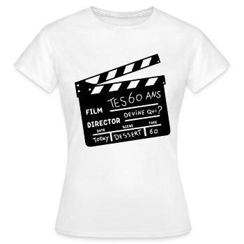 60 Jahre Kino klatschen - Frauen T-Shirt - Weiß - Vorne - AI Model Female 172 dark (172cm)