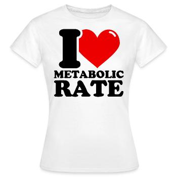 J’aime le taux de métabolisme - Haltérophilie de fitness - T-shirt Femme - blanc - Devant - AI Model Female 172 dark (172cm)