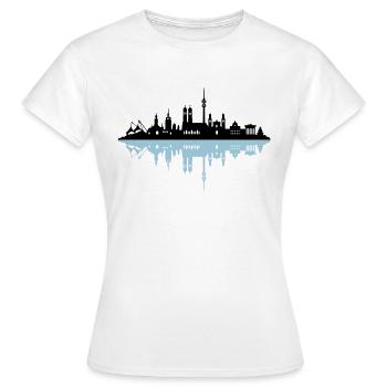 Skyline München Schatten - Frauen T-Shirt - Weiß - Vorne - AI Model Female 172 dark (172cm)