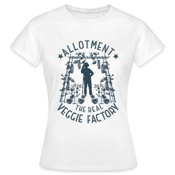 allotment The real veggie factory - Women's T-Shirt - white - Front - AI Model Female 172 dark (172cm)