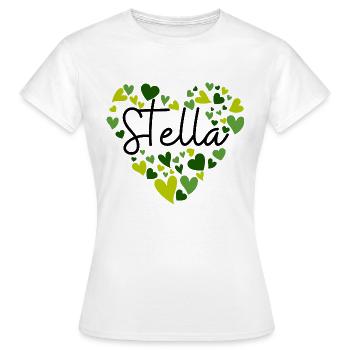 Ich liebe Stella Herzen in Grün - Frauen T-Shirt - Weiß - Vorne - AI Model Female 172 dark (172cm)