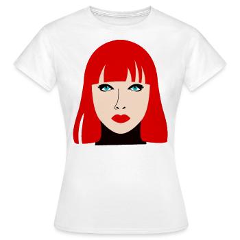 Femme rousse aux yeux bleus - T-shirt Femme - blanc - Devant - AI Model Female 172 dark (172cm)