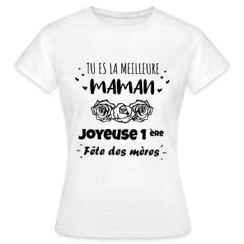 Première fête des mères 2020 - T-shirt Femme - blanc - Devant - AI Model Female 172 dark (172cm)