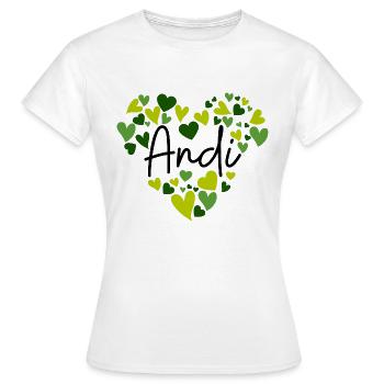 I love Andi hearts in green - Women's T-Shirt - white - Front - AI Model Female 172 dark (172cm)