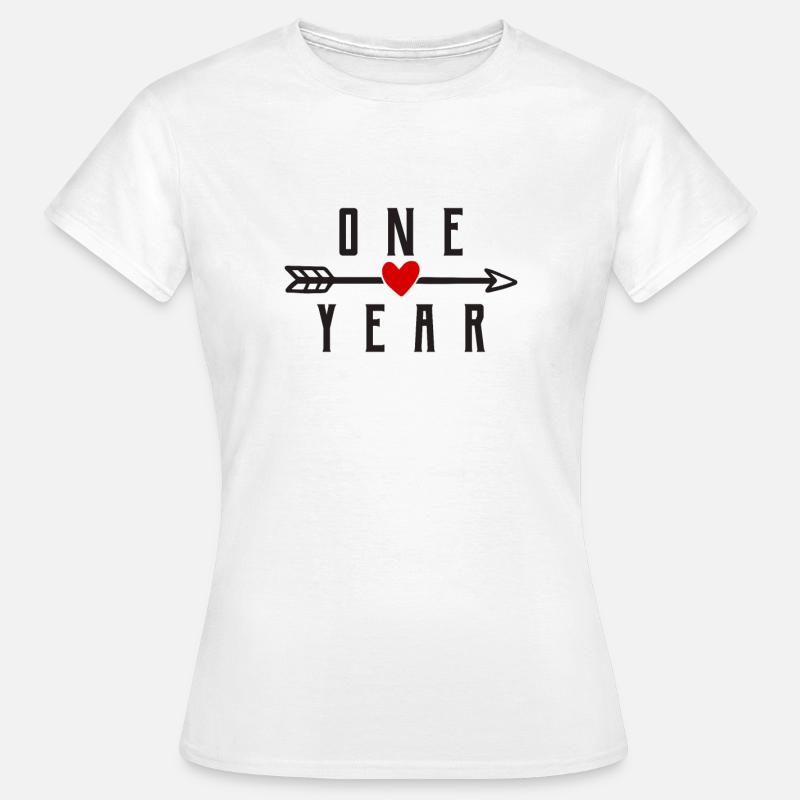 1 års første bryllupsdag forhold - Dame-T-shirt - hvid