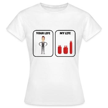 Funny saying about expensive gas prices and inflation - Women's T-Shirt - white - Front - AI Model Female 172 dark (172cm)