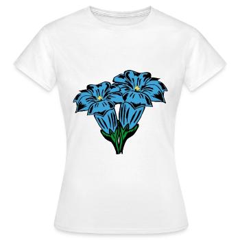 Enzian, Bergblumen, Berge - Frauen T-Shirt - Weiß - Vorne - AI Model Female 172 dark (172cm)