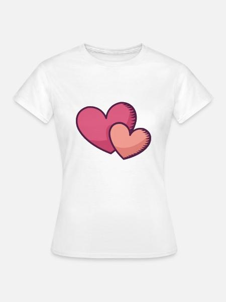 Zwei rosa Herzen - Frauen T-Shirt - Weiß