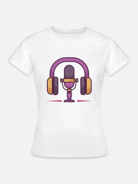 Mikrofon- und Kopfhörerset - Frauen T-Shirt - Weiß