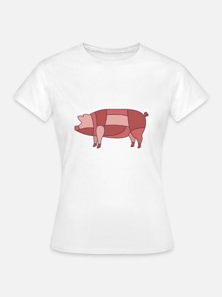 Schweinefleisch schneiden - Frauen T-Shirt - Weiß
