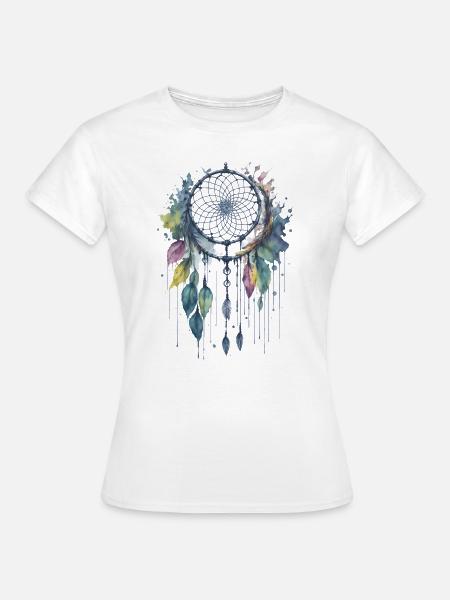 Skurrile Träume: Ein zarter Aquarell-Traumfang - Frauen T-Shirt - Weiß