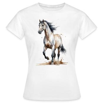 Aquarell Pferd fängt den Wind ein - Frauen T-Shirt - Weiß - Vorne - AI Model Female 172 dark (172cm)
