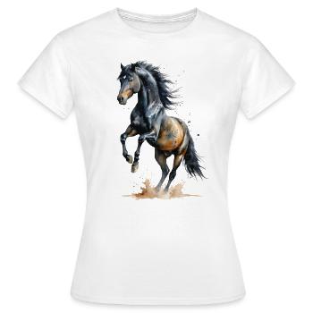 Majestueux étalon noir aquarelle - T-shirt Femme - blanc - Devant - AI Model Female 172 dark (172cm)