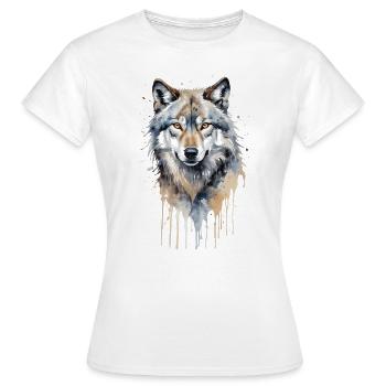 Majestueux loup gris aquarelle - T-shirt Femme - blanc - Devant - AI Model Female 172 dark (172cm)