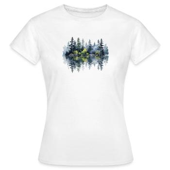 Watercolor Pine Reflection - Women's T-Shirt - white - Front - AI Model Female 172 dark (172cm)