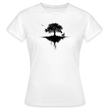 Sanctuaire d’arbres flottants - T-shirt Femme - blanc - Devant - AI Model Female 172 dark (172cm)