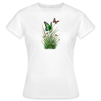 Butterfly Meadow Flutter - Women's T-Shirt - white - Front - AI Model Female 172 dark (172cm)