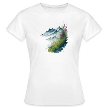 Bouquet alpin : Art de l’aquarelle florale de montagne - T-shirt Femme - blanc - Devant - AI Model Female 172 dark (172cm)