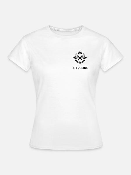 Kompassstern mit „Explore“ Schriftzug - Frauen T-Shirt - Weiß
