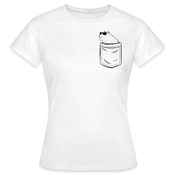 Mon capybara dans ma poche - poche poitrine - T-shirt Femme - blanc - Devant - AI Model Female 172 dark (172cm)