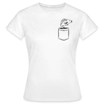 Ma carpe dans ma poche - poche poitrine - T-shirt Femme - blanc - Devant - AI Model Female 172 dark (172cm)