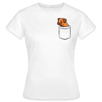 Mon carlin dans ma poche - poche poitrine - T-shirt Femme - blanc - Devant - AI Model Female 172 dark (172cm)