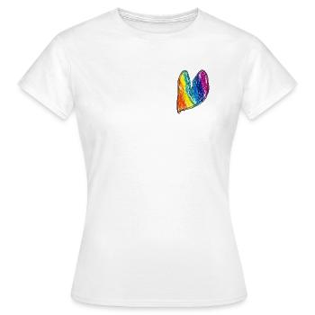 Regenbogen Herz Wachskreide - Frauen T-Shirt - Weiß - Vorne - AI Model Female 172 dark (172cm)