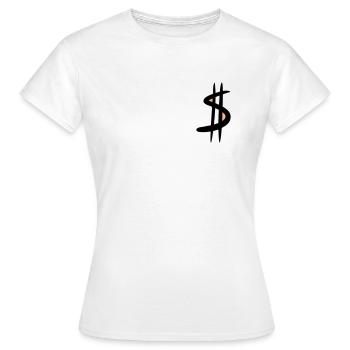 Dollarzeichen / $ Dollar Symbol, Zeichnung - Frauen T-Shirt - Weiß - Vorne - AI Model Female 172 dark (172cm)