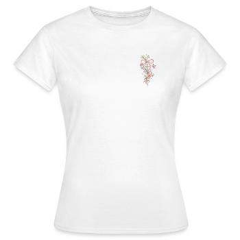 Blütenkreuz mit Rosa Band - Frauen T-Shirt - Weiß - Vorne - AI Model Female 172 dark (172cm)