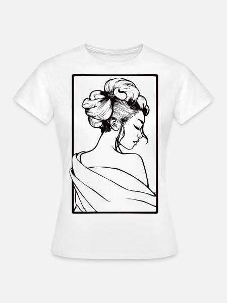 Geisha schwarz - Frauen T-Shirt - Weiß