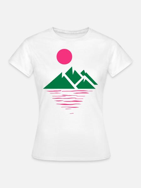 Sonne - Berge - See - Frauen T-Shirt - Weiß