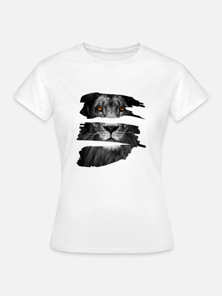 Löwe Löwenkopf Schwarz weiß - Frauen T-Shirt - Weiß